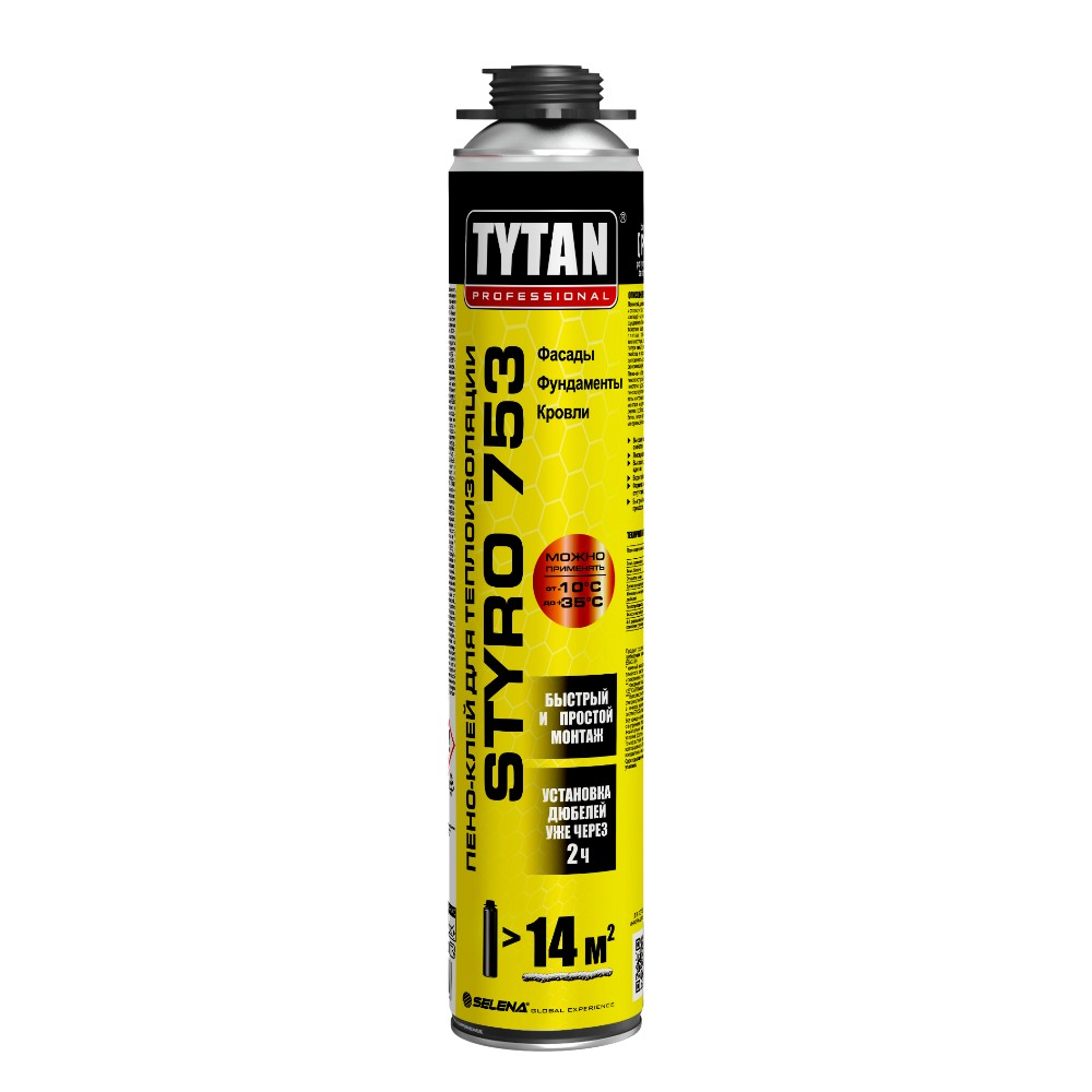 Tytan Professional Styro 753 пено-клей для теплоизоляции GUN 750 ml (1уп=12шт)